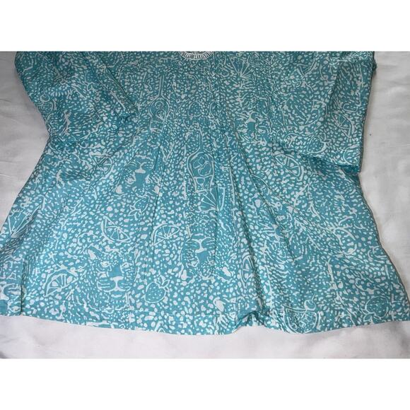 Lilly Pulitzer Sarasota Tunic Size S Blue Ice Cake Teal Beaded Vacation Resort - Picture 3 of 12